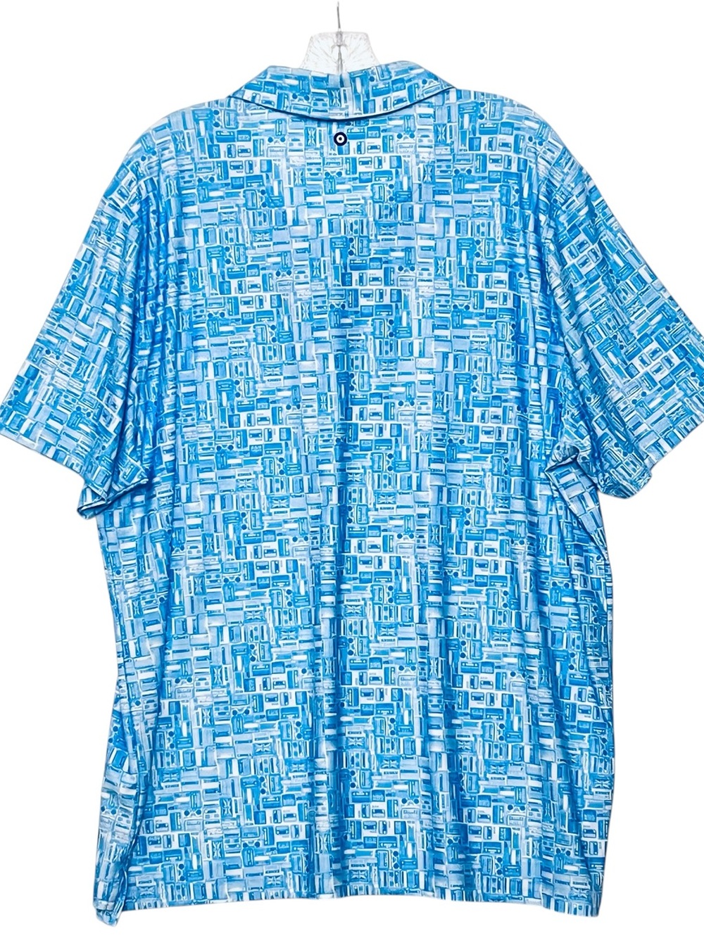 Ben Sherman Polo Sz 2XL UPF 50+ Blue Cassette Tapes Tech UNIQUE Print Shirt NWOT - Picture 5 of 9
